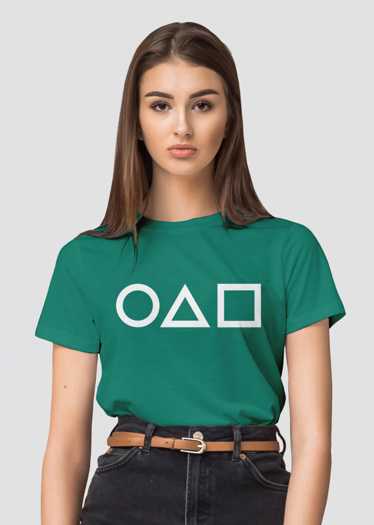 Squid Game Logo Teal Half Sleeves Women’s T-Shirt - Kamicia